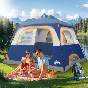 COBIZI Tents for Camping 4/6 Person Camping Tent with Rainfly and Screen, Easy Setup Lightweight Portable Waterproof Outdoor Tent with Carry Bag for Backpacking, Hiking, Family Travel