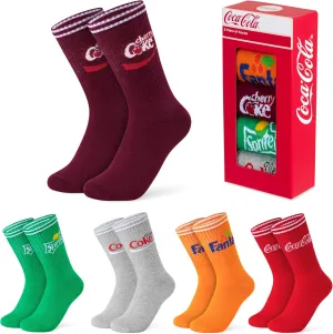 Coca-Cola Calf Length Socks for Adults Teenagers - Pack of 5 Soft Breathable Funny Crew Socks Size 5-13 - Fun Gifts (Multicolour, 5/9)