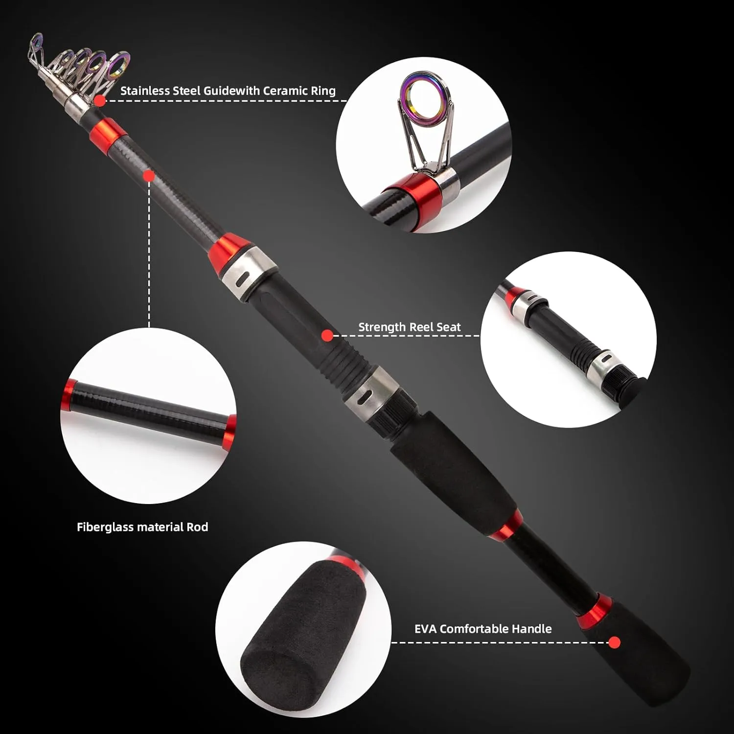 Collapsible Fishing Rod and Reel Combo, BalanZze Telescopic Fishing Rod with Spinning Reel, Portable Collapsible Fishing Pole Kit for Saltwater and Freshwater