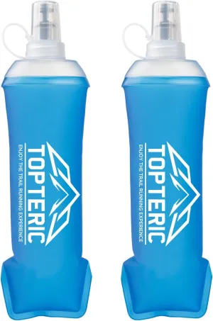 Collapsible Soft Flask Water Bottle, TPU Soft Folding Flexible Water Bottles for Hydration Pack/Running Vest, BPA/PVC Free, Ideal for Running Hiking Cycling Climbing (500ml-2 Pack)