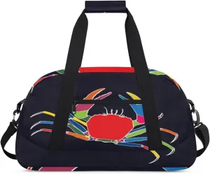 Colorful Crab Gym Duffel Bag for Men Women Crab Pattern Sports Tote Bag with Adjustable Shoulder Strap for Dance Gymnastics Traveling Outdoor Camping Overnight Stay