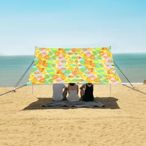 Colorful Fruit Beach Camping Tent Sun Shelter for Whole Family, Lemons Oranges Beach Shade Canopy with UPF50  UV Protection,Easy Set Up and Carry,Outdoor Shade for Trips, Fishing, Backyard Fun