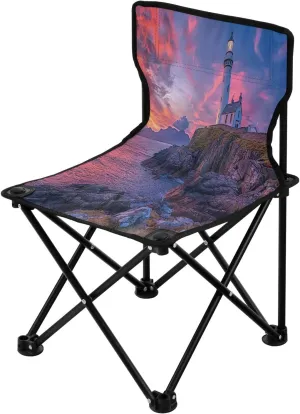 Colorful Lighthouses Portable Outdoor Folding Chair Anti-Slip Padded Oxford Cloth Stool Camping Chair Small for Beach Hiking Fishing Gardening Quad Camp Chair