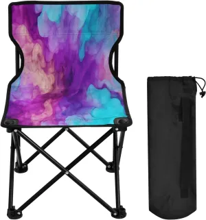 Colourful Stripes Portable Outdoor Folding Chair Anti-Slip Padded Oxford Cloth Stool Camping Chair Small for Beach Hiking Fishing Gardening Quad Camp Chair