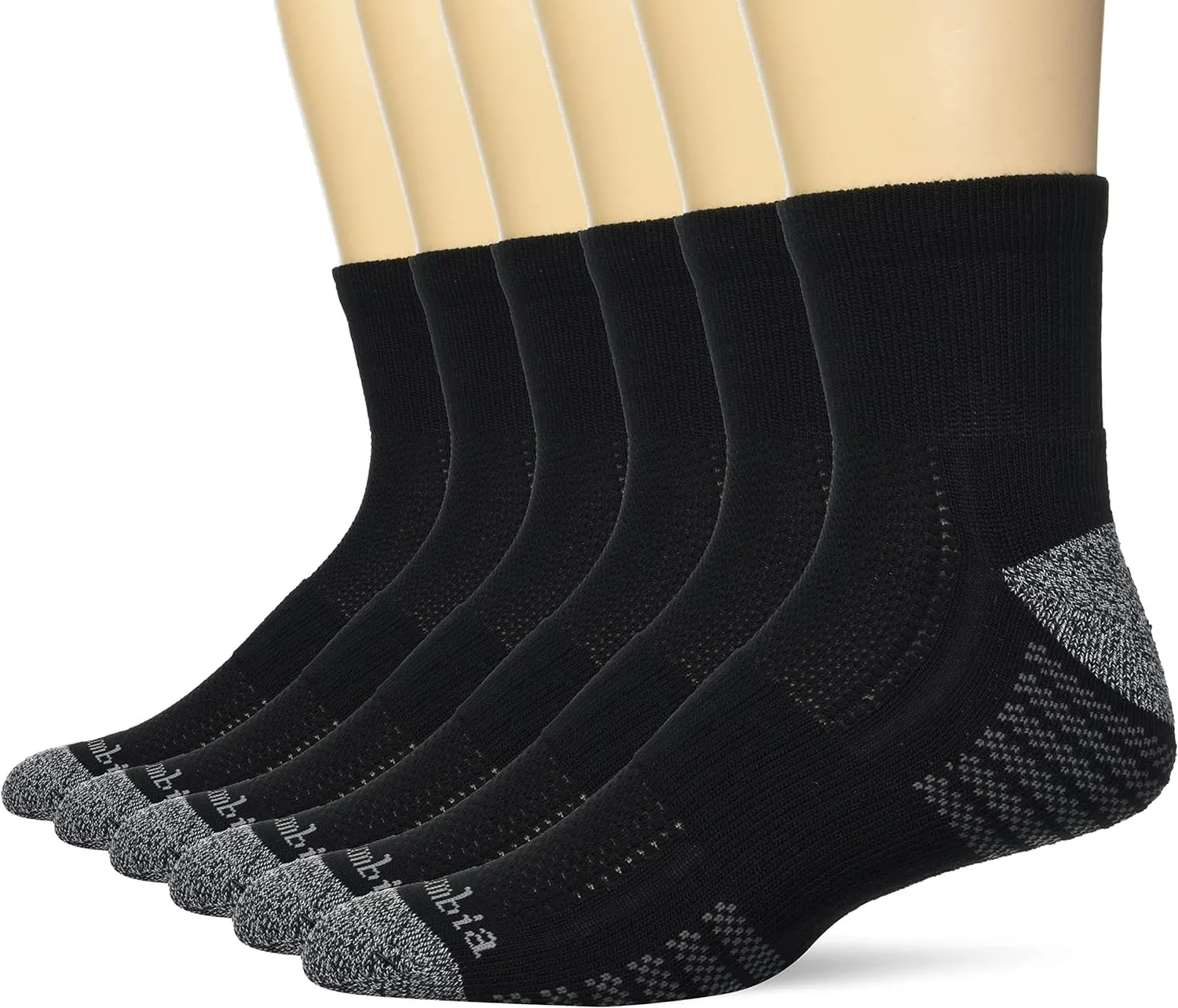 Columbia Men's 1/2 Cushion Quarter Arch Support Poly Blend Socks, 6 Pack