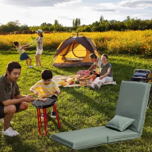 Comfortable Outdoor Folding Chair with Carry Bag, Adjustable Recliner, Lightweight for Travel, Picnic, BBQ, Camping, Light Green