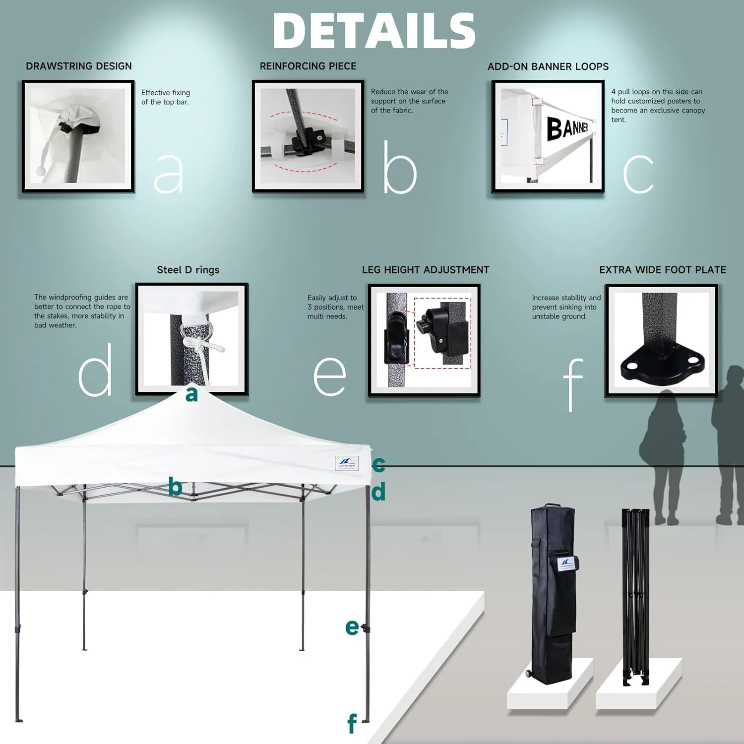 Commercial Canopy Tent 10x10 Heavy Duty Pop Up Canopy Outdoor Tent for Event, Waterproof Instant Canopy with Wheeled Carry Bag, 4pcs Sand Bags 4 Ropes, 8 Stakes