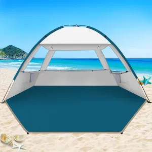 COMMOUDS Beach Tent Sun Shade for 3/4-5/6-7/8-10 Person, UPF 50  Beach Sun Shelter Canopy Tent, Lightweight, Easy Set Up and Carry