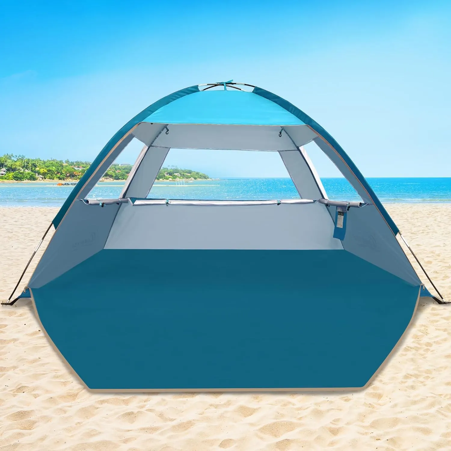 COMMOUDS Beach Tent Sun Shade for 3/4-5/6-7/8-10 Person, UPF 50  Beach Sun Shelter Canopy Tent, Lightweight, Easy Set Up and Carry