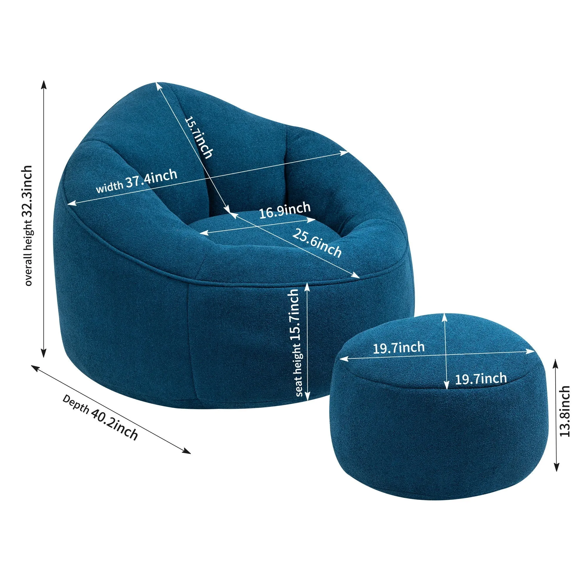 Compressed Padded Foam Bean Foam Footrest Bean Bag Chair Adult Pressure Sofa With Bag Express worldwide Buy-one-get-one-free Bean Chair With High Material Padding Bag Bedding