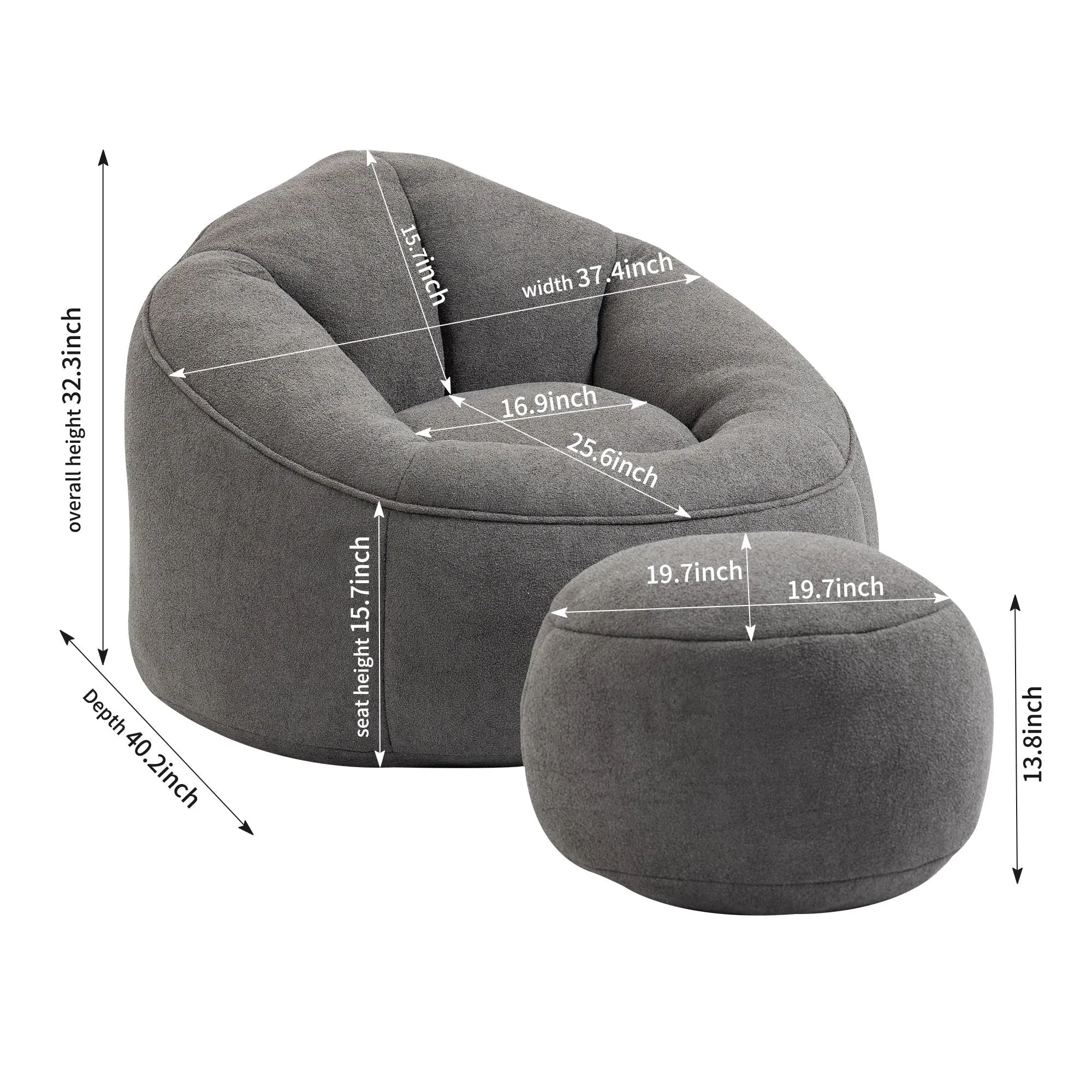 Compressed Padded Foam Bean Foam Footrest Bean Bag Chair Adult Pressure Sofa With Bag Express worldwide Buy-one-get-one-free Bean Chair With High Material Padding Bag Bedding