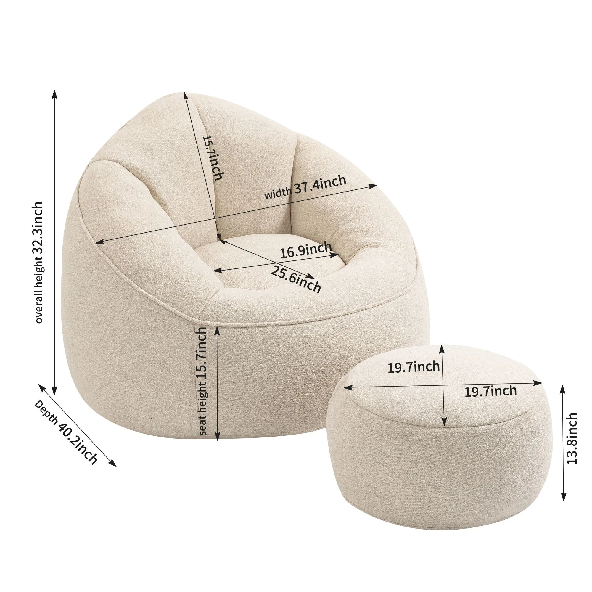 Compressed Padded Foam Bean Foam Footrest Bean Bag Chair Adult Pressure Sofa With Bag Express worldwide Buy-one-get-one-free Bean Chair With High Material Padding Bag Bedding