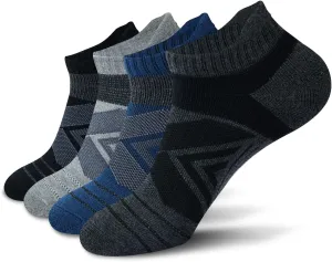 Compression Ankle Socks For Man & Women (4 Pairs) Cushioned Arch Support Athletic Socks for Running, Golf & Sports