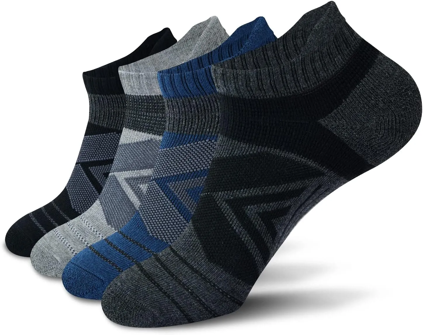 Compression Ankle Socks For Man & Women (4 Pairs) Cushioned Arch Support Athletic Socks for Running, Golf & Sports