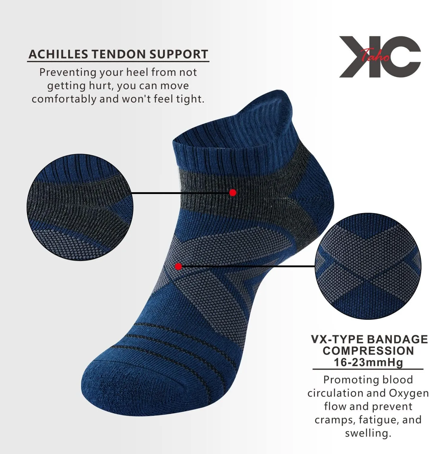 Compression Ankle Socks For Man & Women (4 Pairs) Cushioned Arch Support Athletic Socks for Running, Golf & Sports