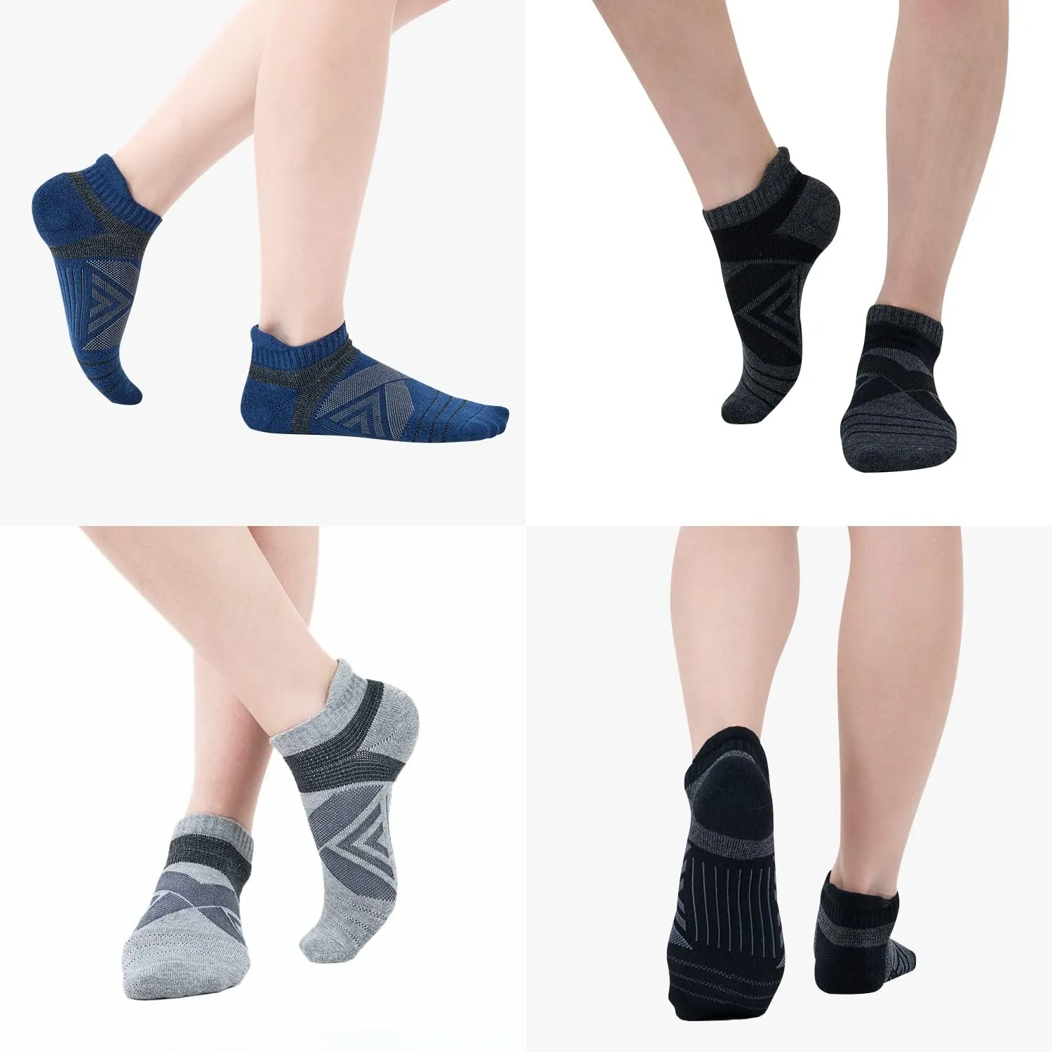 Compression Ankle Socks For Man & Women (4 Pairs) Cushioned Arch Support Athletic Socks for Running, Golf & Sports