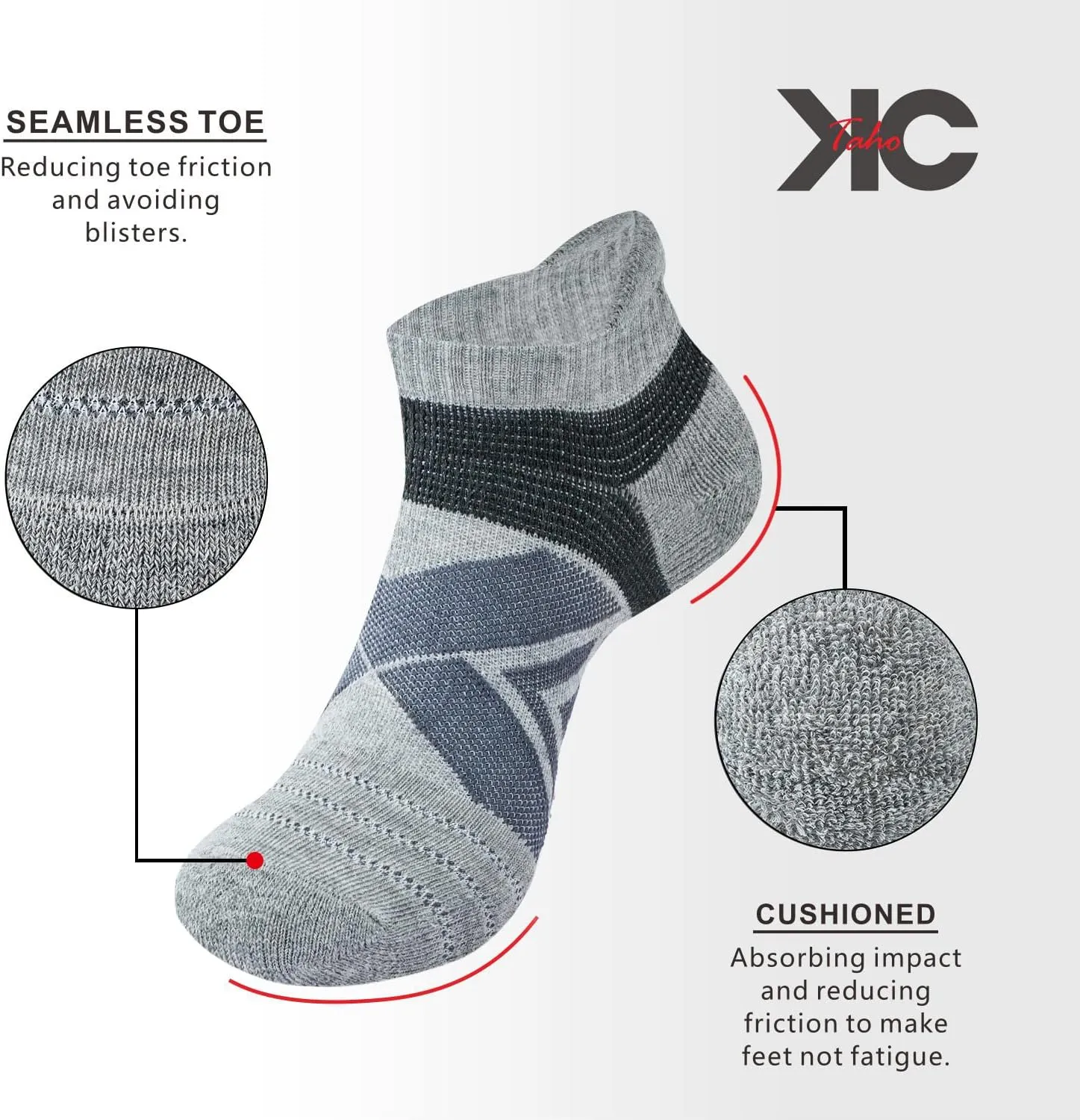 Compression Ankle Socks For Man & Women (4 Pairs) Cushioned Arch Support Athletic Socks for Running, Golf & Sports