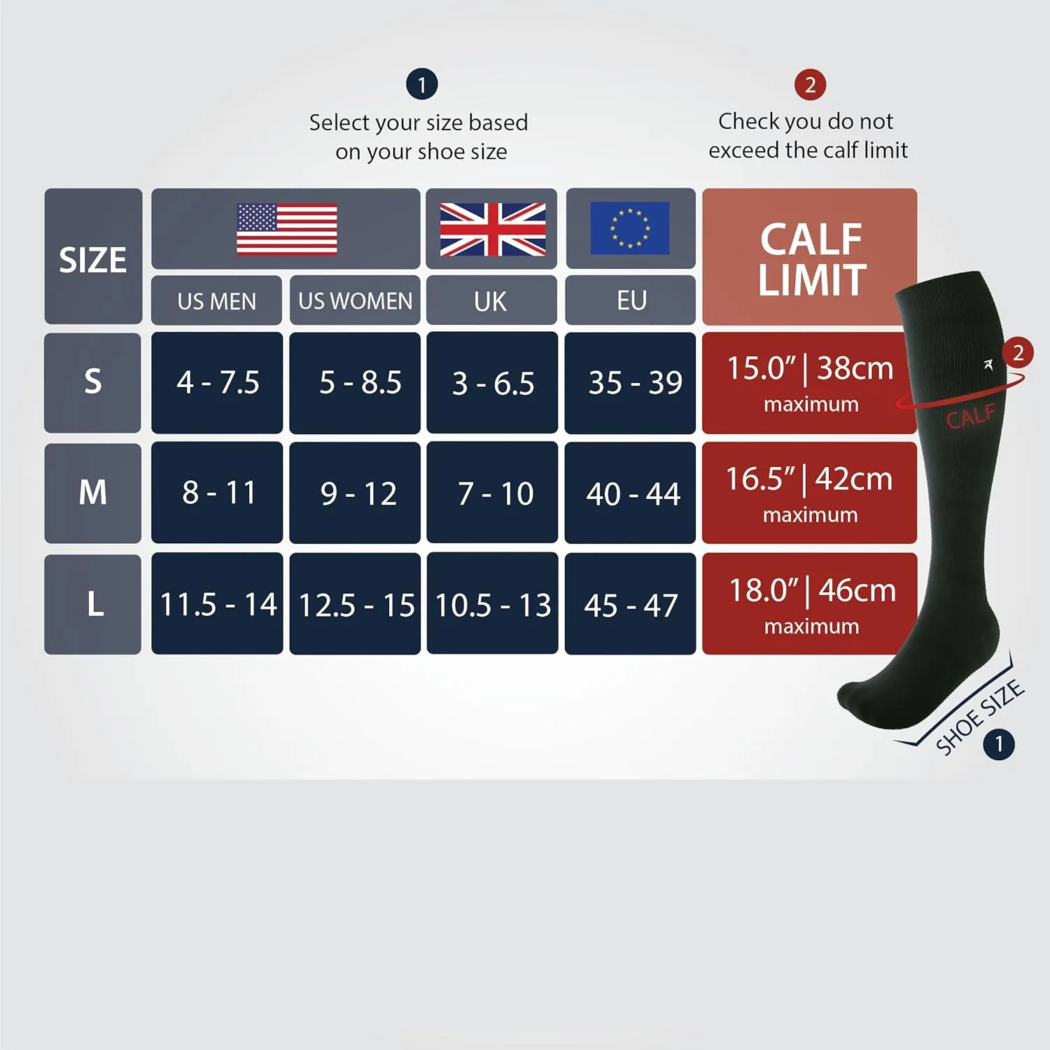 Compression Socks for Men and Women (Graduated Compression, Seamless Toe Seams)