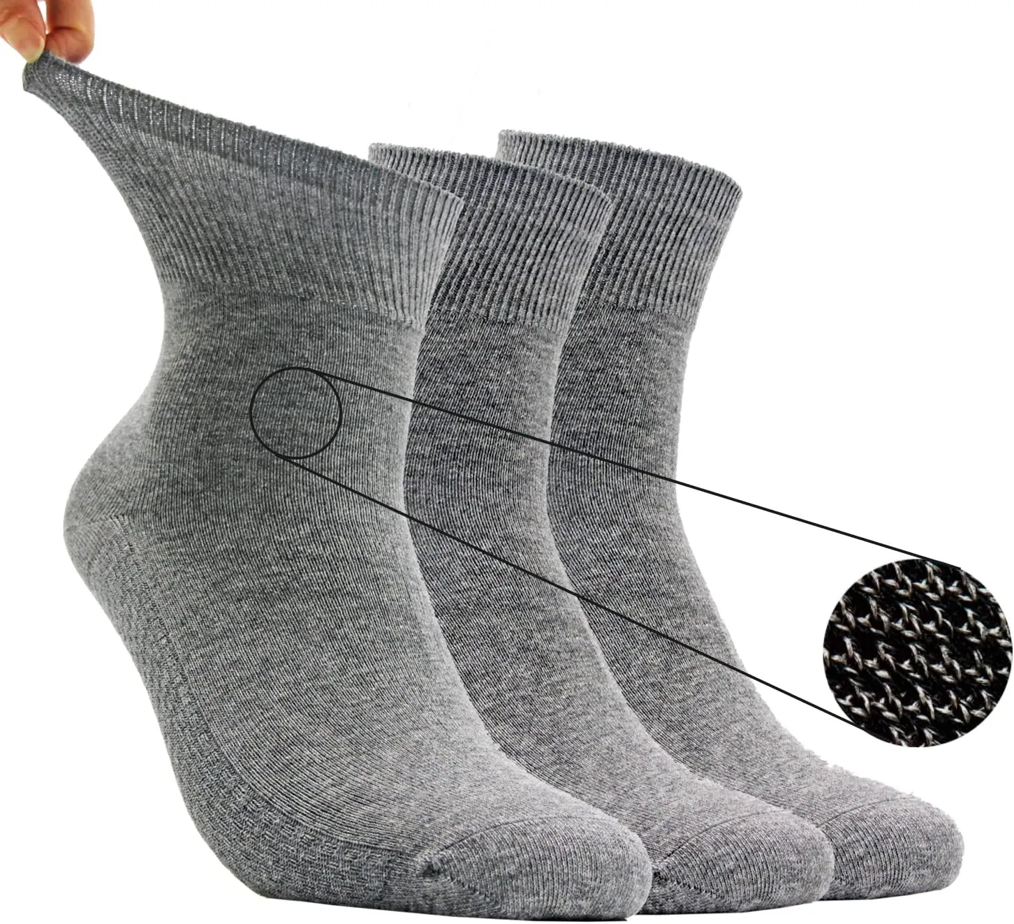Conductive Silver Fiber Socks Moisture Wicking Anti Odor Crew Socks Grounding Quarter Socks for Men Women