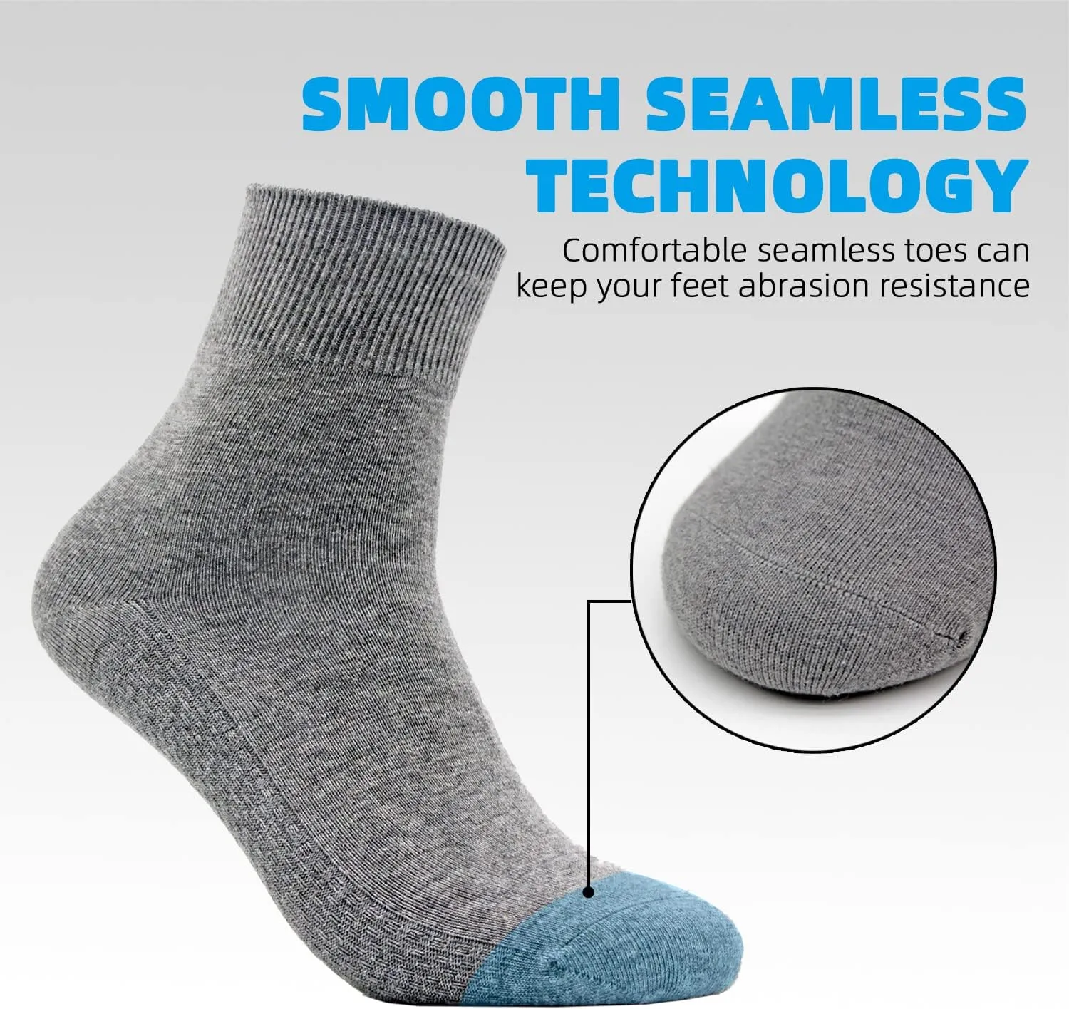 Conductive Silver Fiber Socks Moisture Wicking Anti Odor Crew Socks Grounding Quarter Socks for Men Women