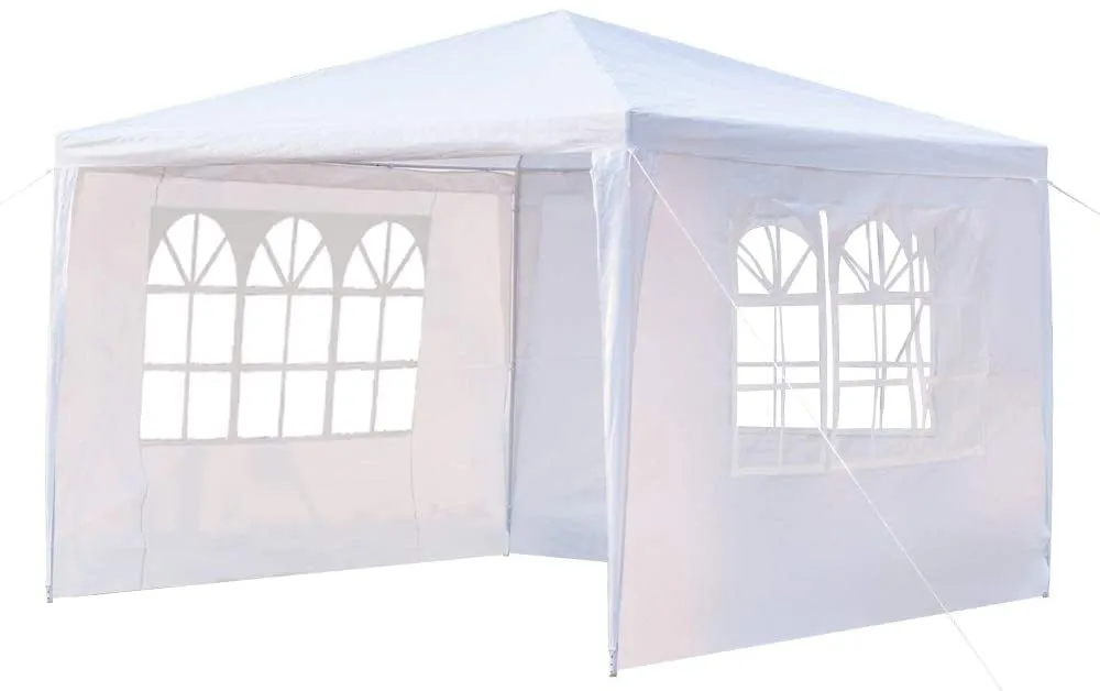 COOKCOK 10 x 10 ft Outdoor Wedding Party Gazebo Tent, Waterproof Tent with Spiral Tubes, Patio Parties Tent Sunshade Shelter Canopy with Removable Sidewalls & Brighter Windows (4 Sidewalls)