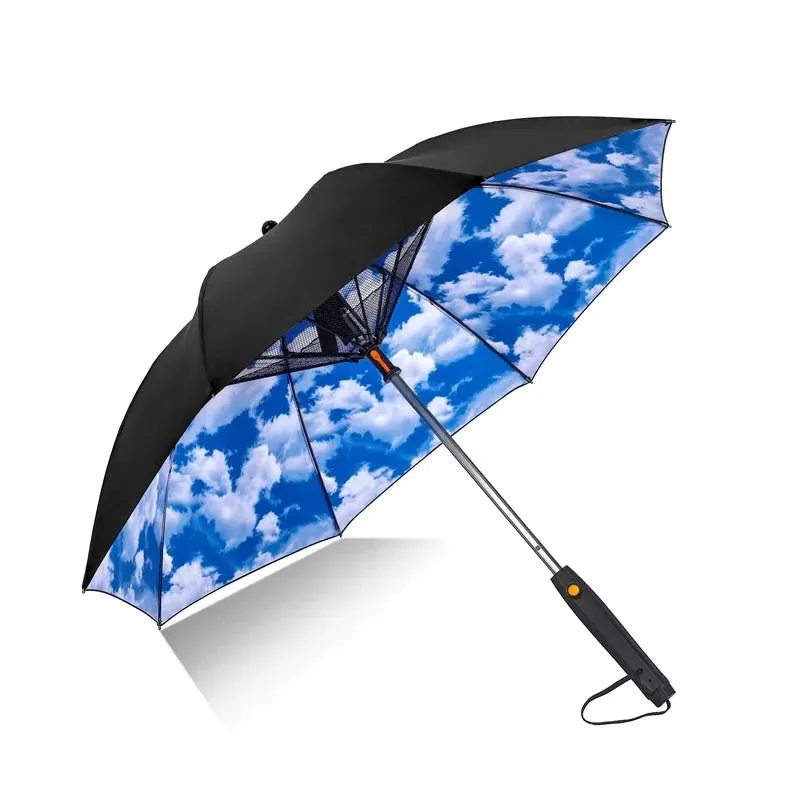 Cooling Mist Fan Umbrella – UV-Proof Shade for Sunny & Rainy Days