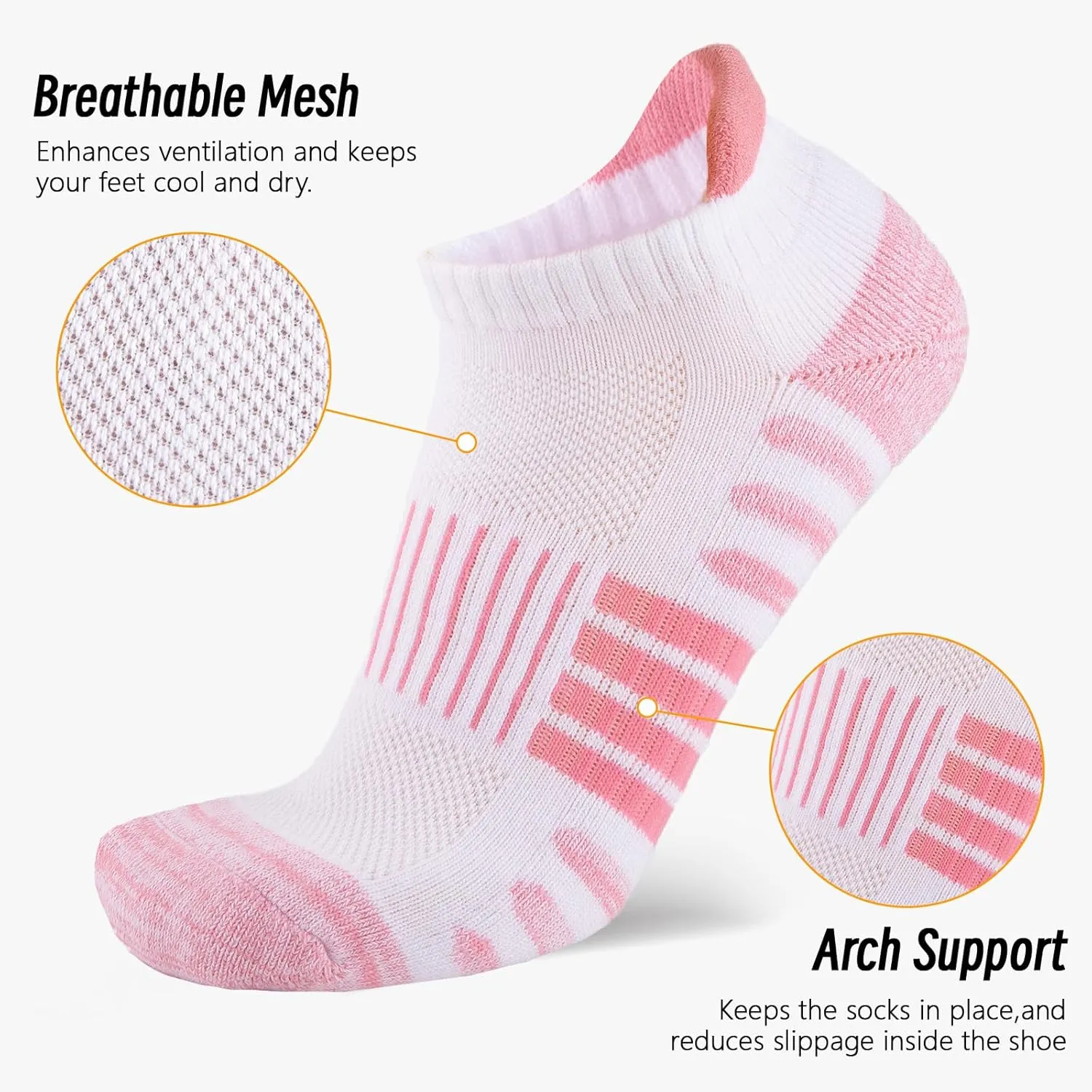 COOPLUS 6 Pairs Ankle Socks Womens Athletic Thick Cushioned Cotton Running Low Cut Tab Socks