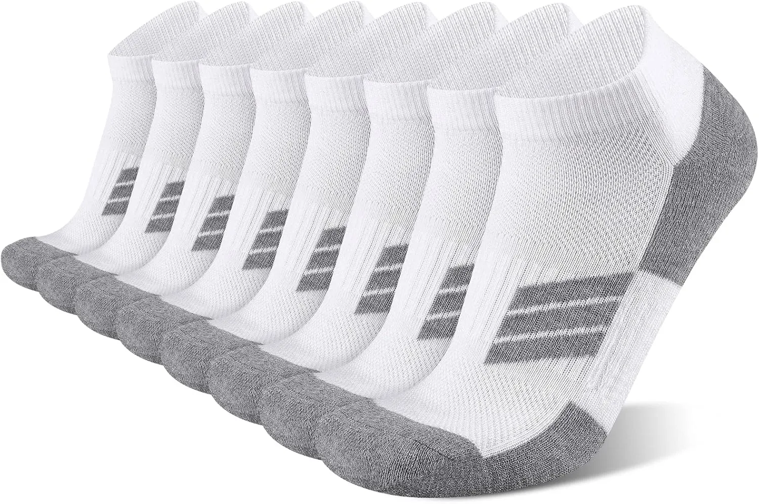 COOPLUS 8 Pairs Mens Cushioned Ankle Socks Moisture Wicking Athletic Running Low cut Sports Socks