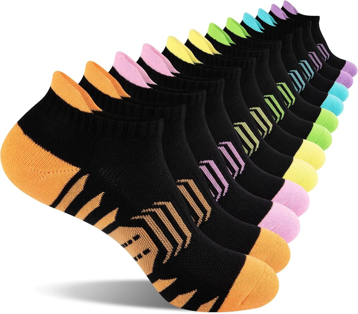 COOPLUS Ankle Socks Womens Athletic Cushioned Anti-Blister Running Cotton Low Cut Socks 6 Pairs