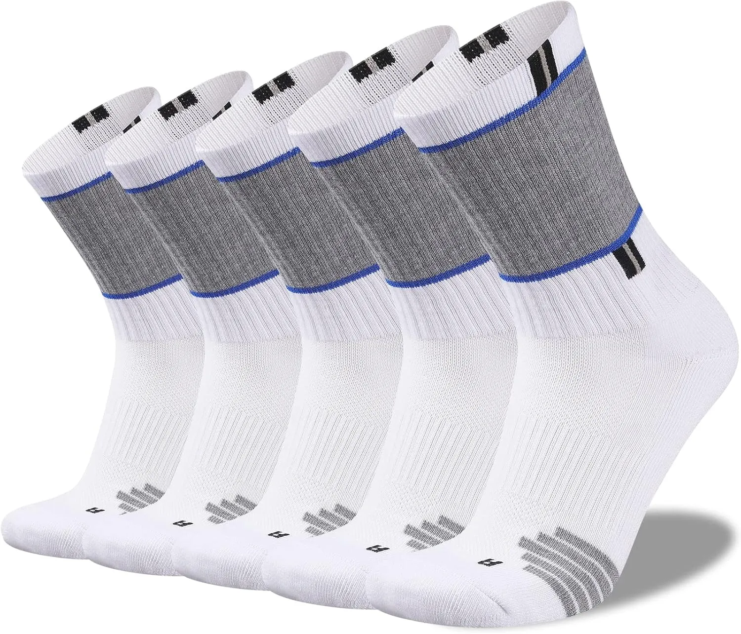 COOPLUS Mens 5 Pairs Hiking Crew Socks Athletic Cushioned breathable Trekking Socks Multi Performance