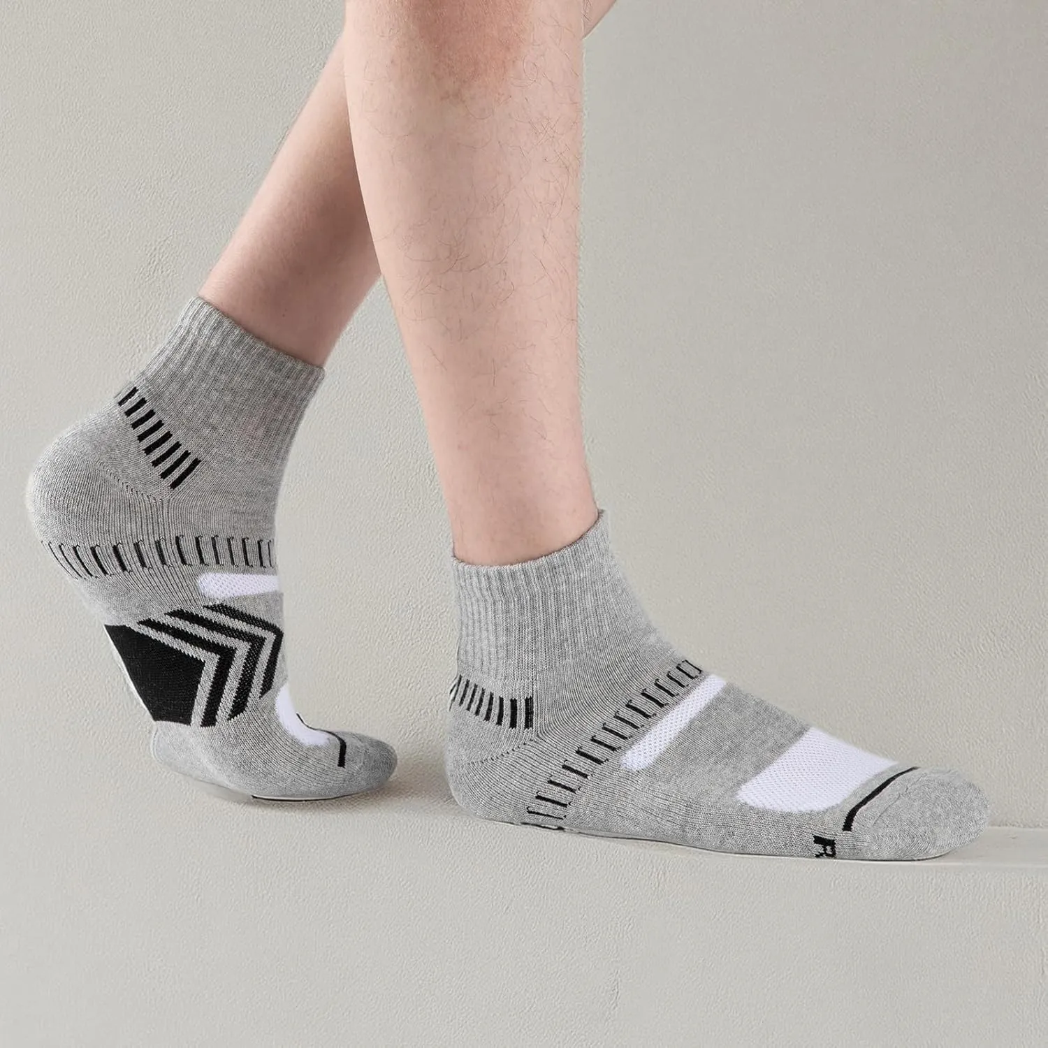 COOPLUS Mens Cushioned Ankle Socks, Cotton Athletic Performance Quarter Socks