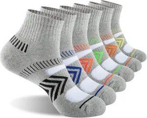 COOPLUS Mens Cushioned Ankle Socks, Cotton Athletic Performance Quarter Socks