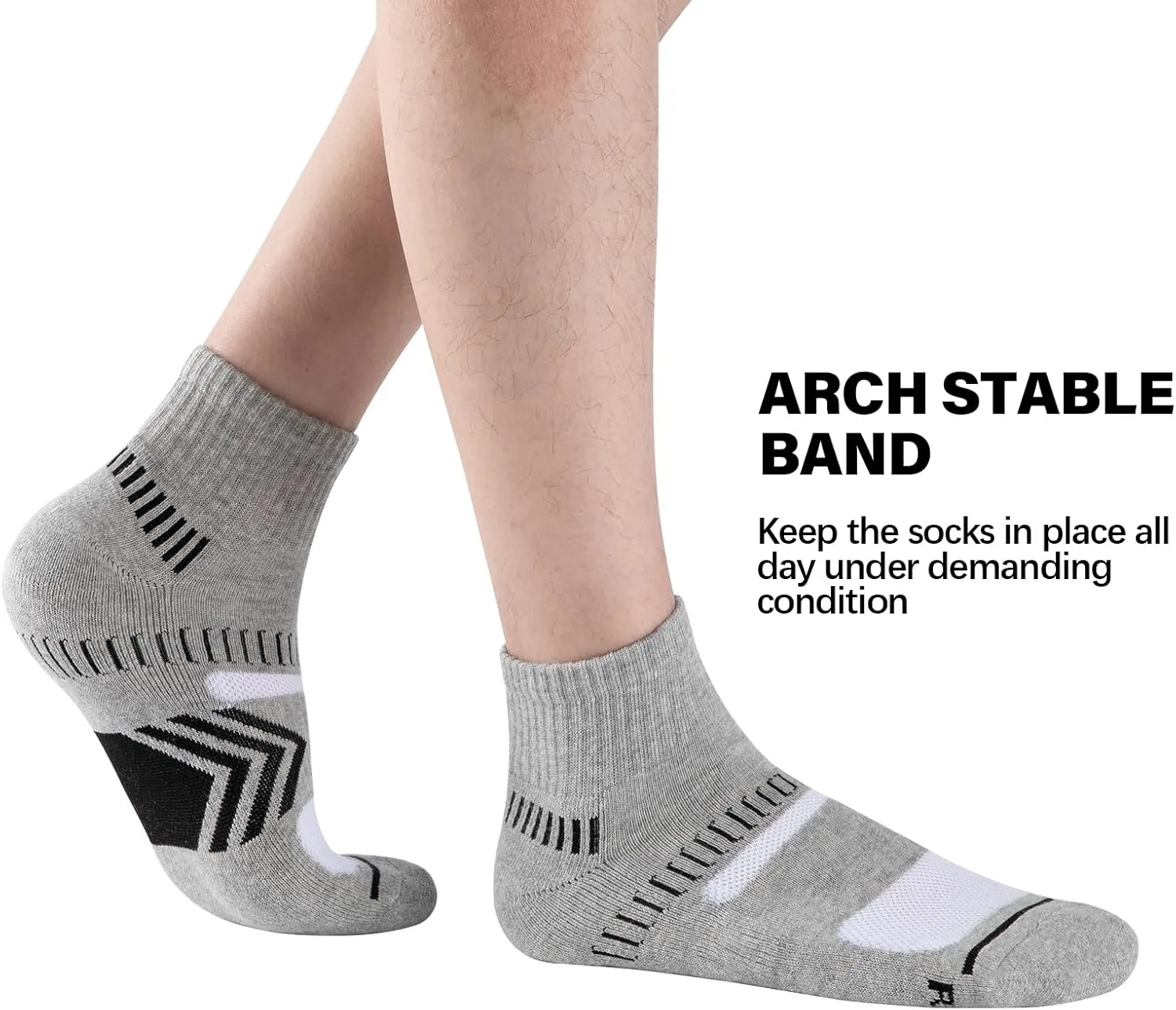 COOPLUS Mens Cushioned Ankle Socks, Cotton Athletic Performance Quarter Socks