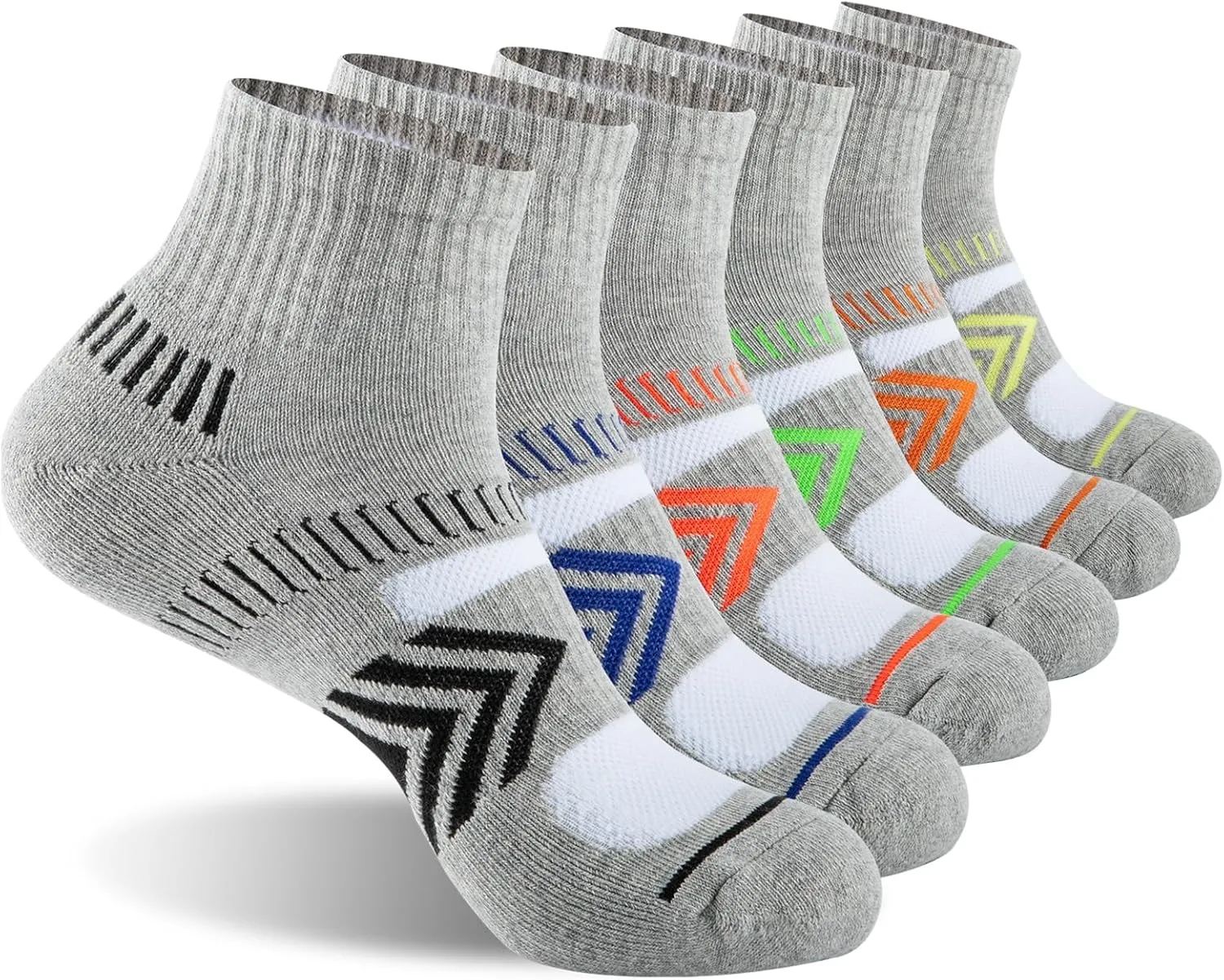 COOPLUS Mens Cushioned Ankle Socks, Cotton Athletic Performance Quarter Socks