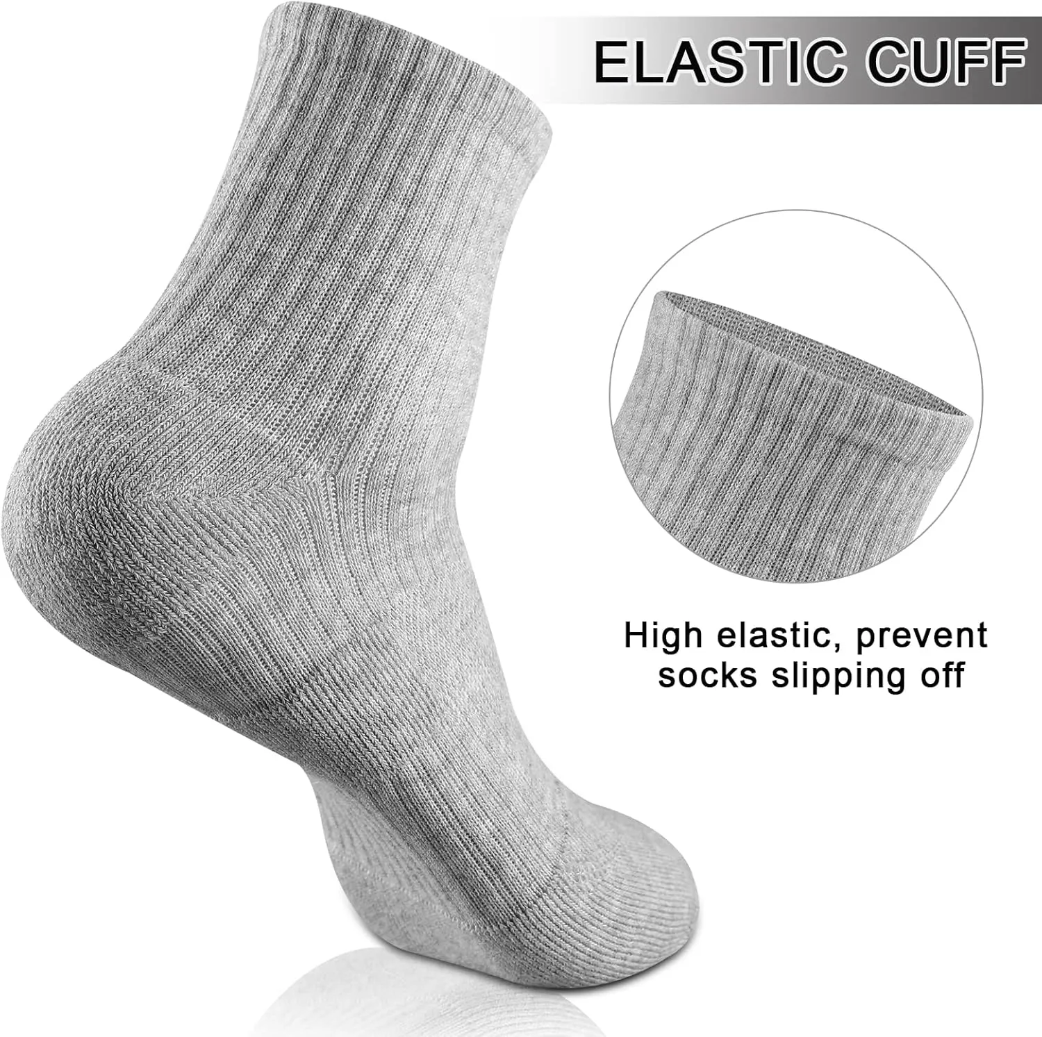 COOPLUS Womens Ankle Socks Athletic Cushioned Running Cotton Quarter Socks for Women 6 Pairs