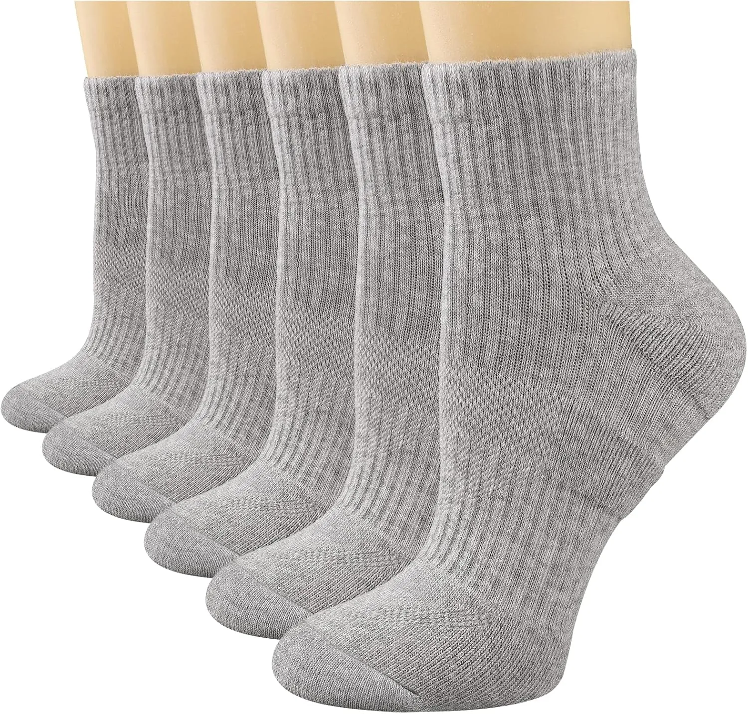COOPLUS Womens Ankle Socks Athletic Cushioned Running Cotton Quarter Socks for Women 6 Pairs
