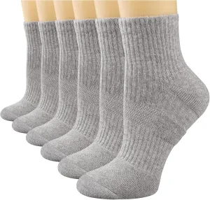 COOPLUS Womens Ankle Socks Athletic Cushioned Running Cotton Quarter Socks for Women 6 Pairs