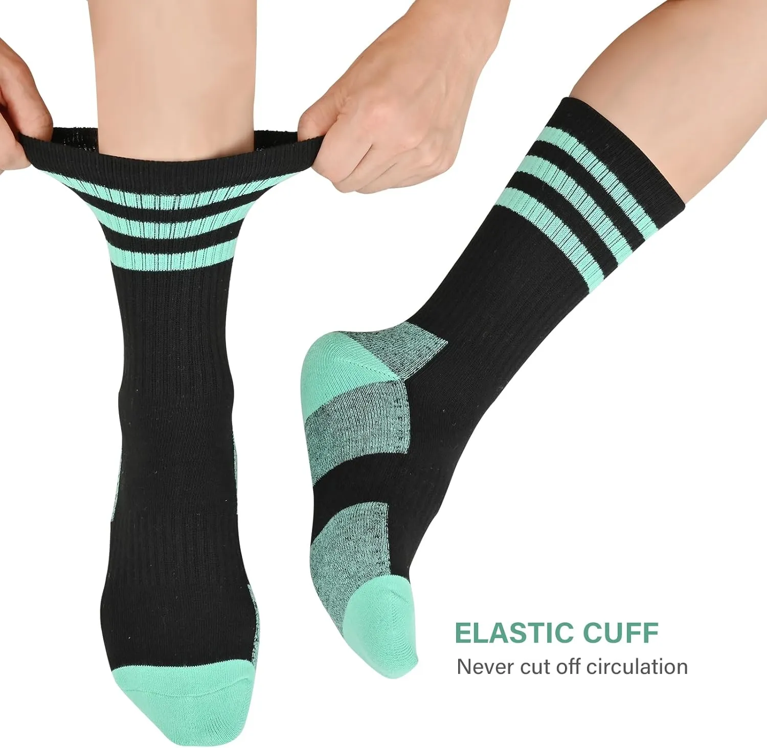 COOPLUS Womens Athletic Crew Socks 5 Pairs Outdoor Recreation Socks Performance Wicking Cushion Mid-Calf Socks