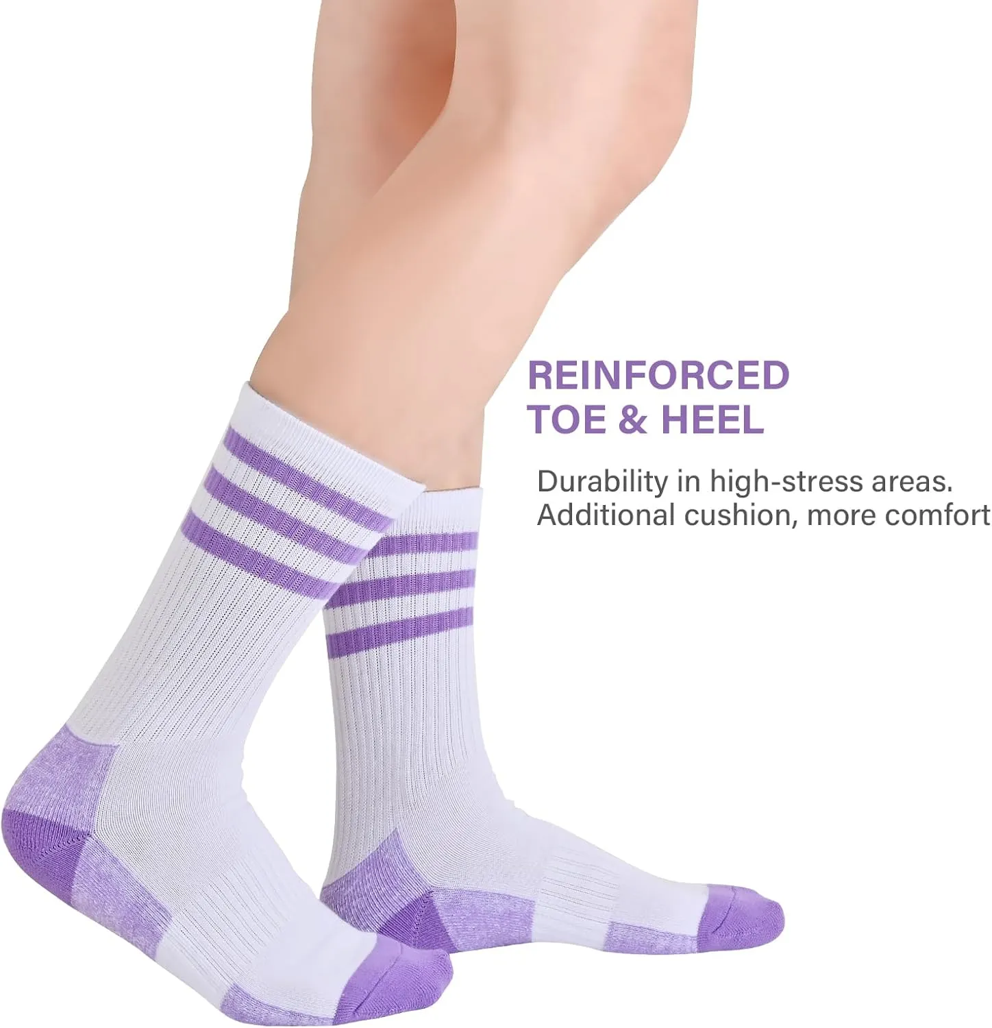 COOPLUS Womens Athletic Crew Socks 5 Pairs Outdoor Recreation Socks Performance Wicking Cushion Mid-Calf Socks