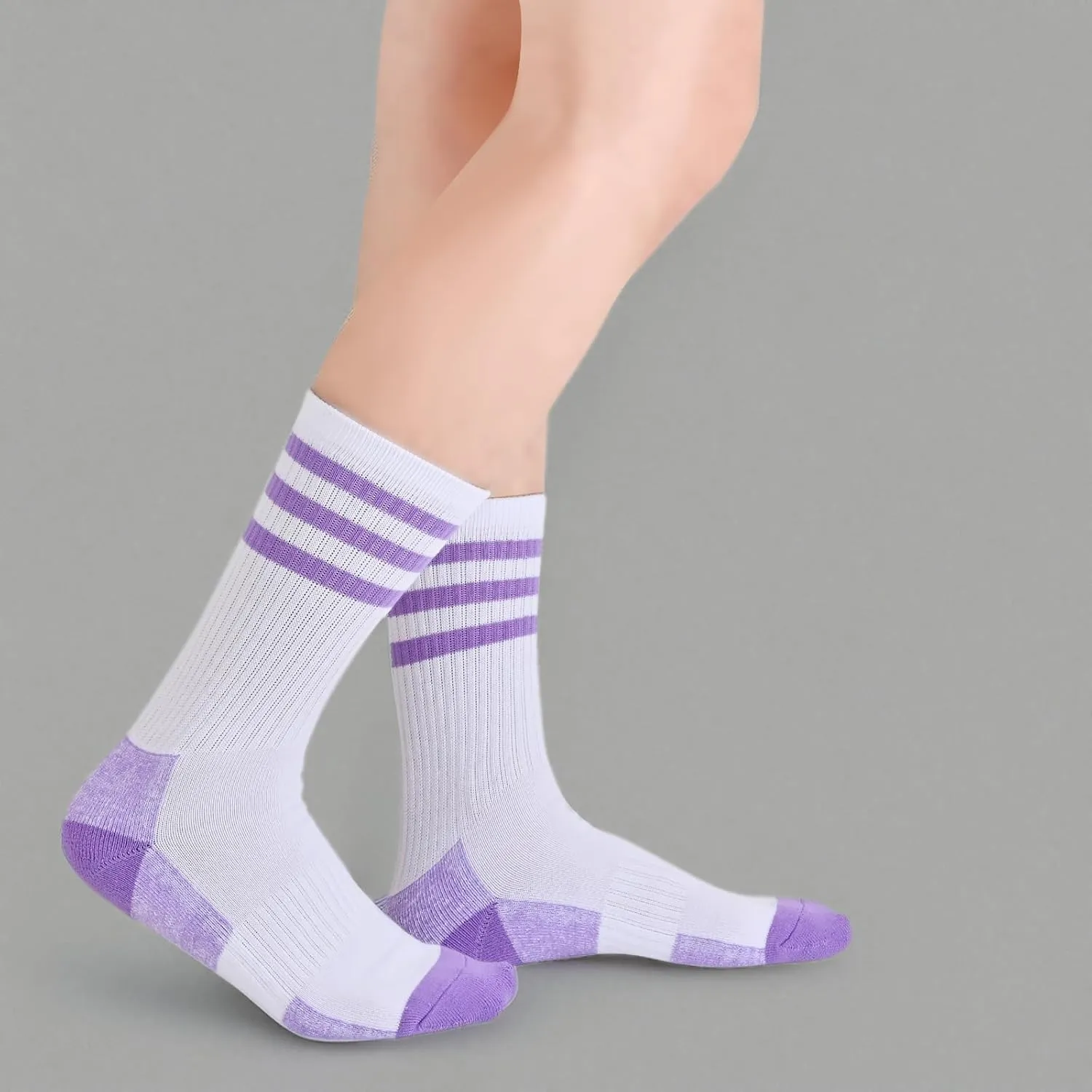 COOPLUS Womens Athletic Crew Socks 5 Pairs Outdoor Recreation Socks Performance Wicking Cushion Mid-Calf Socks