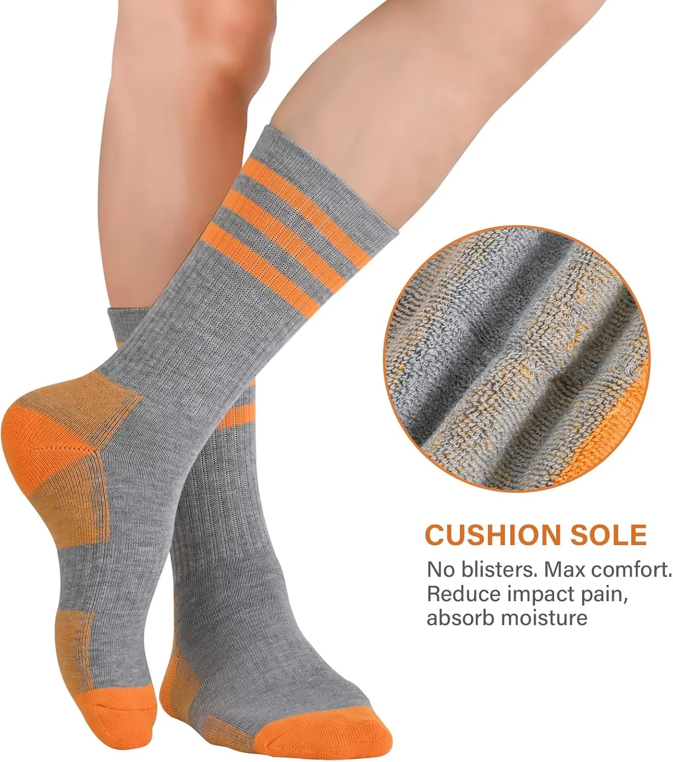 COOPLUS Womens Athletic Crew Socks 5 Pairs Outdoor Recreation Socks Performance Wicking Cushion Mid-Calf Socks