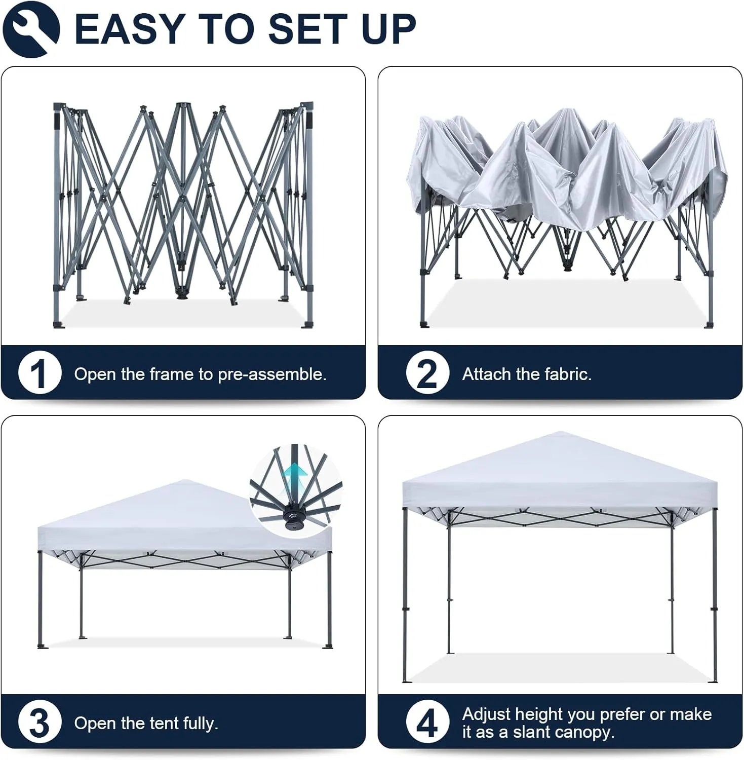 COOSHADE Durable Easy Pop Up Canopy Tent 12x12Ft(White)