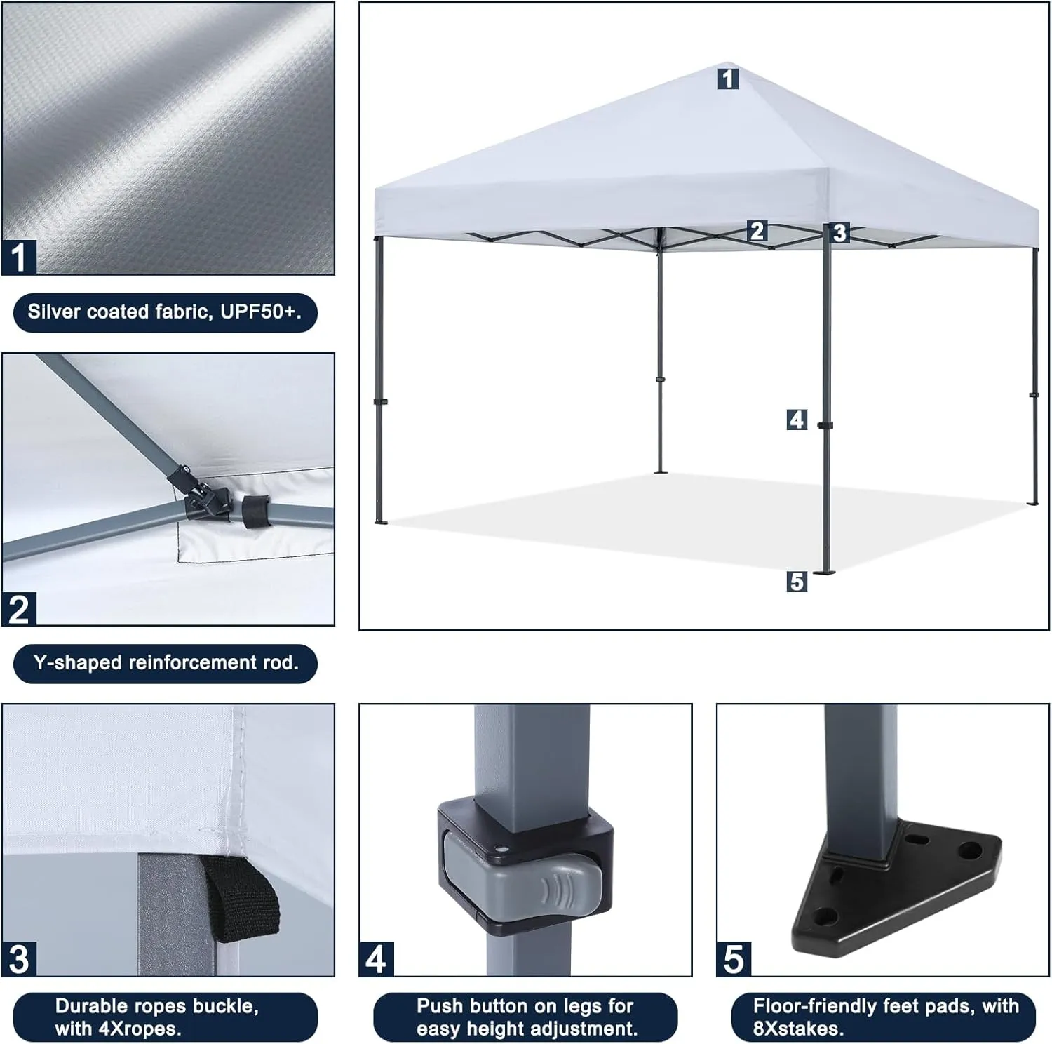 COOSHADE Durable Easy Pop Up Canopy Tent 12x12Ft(White)