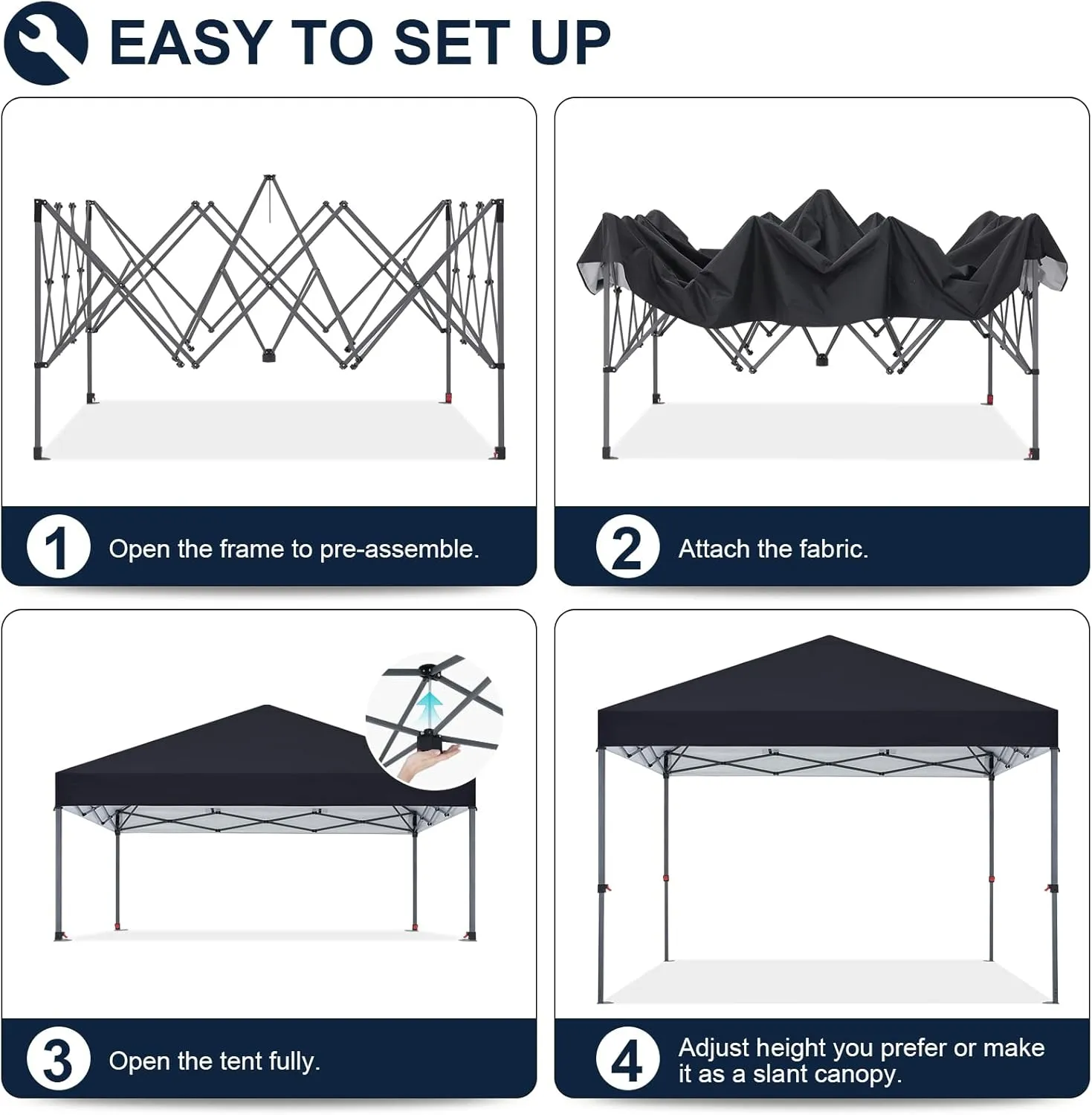 COOSHADE Easy Pop Up Canopy Tent 8X8Ft(Black)