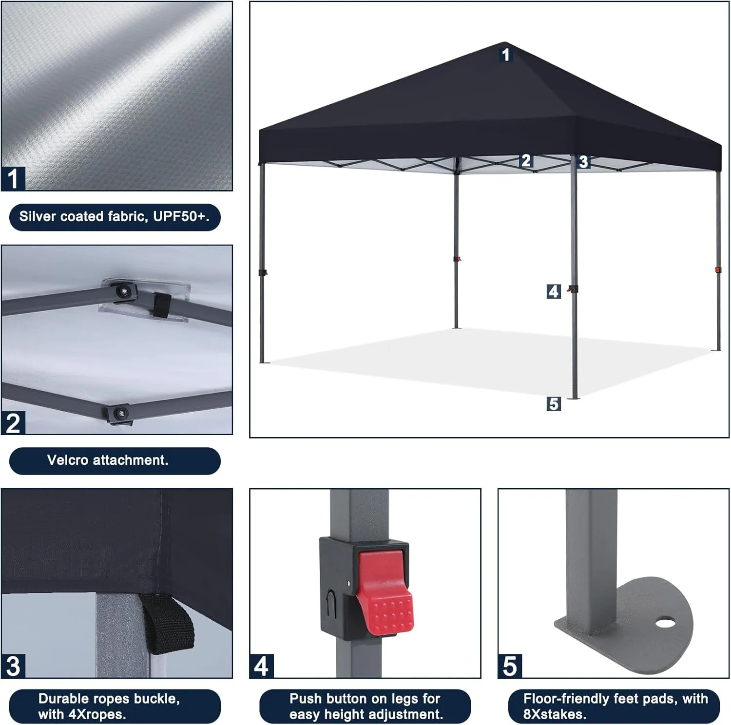 COOSHADE Easy Pop Up Canopy Tent 8X8Ft(Black)