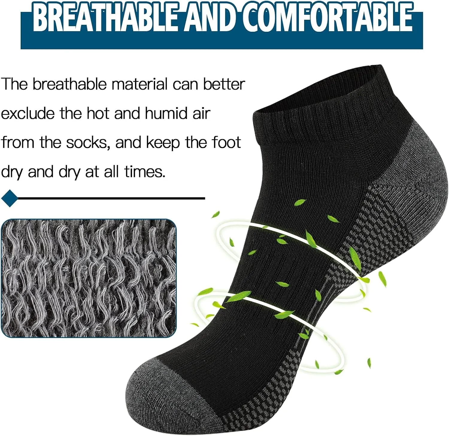 COOVAN 10 Pack Mens Ankle Low Cut Socks Athletic Cushion Casual Socks
