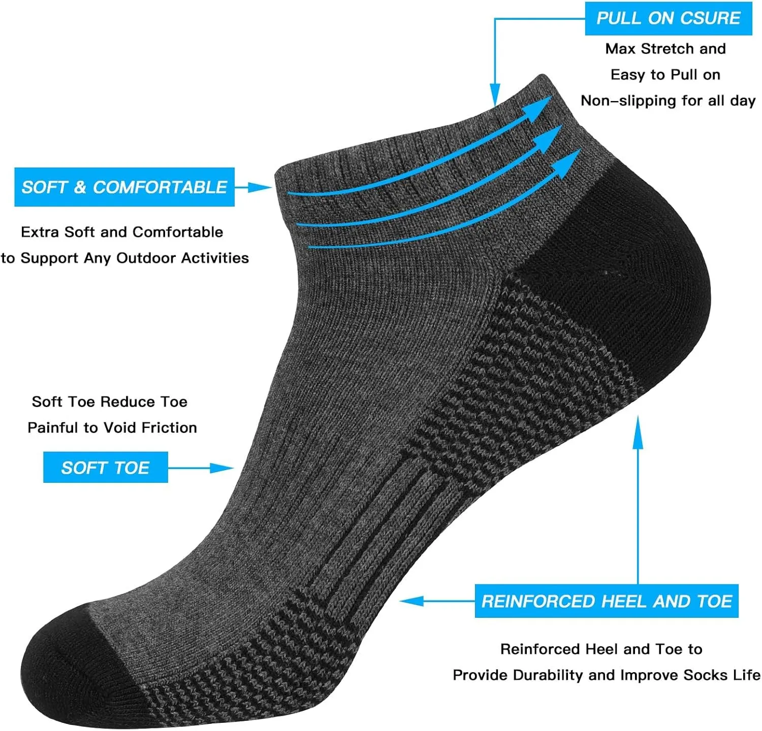 COOVAN 10 Pack Mens Ankle Low Cut Socks Athletic Cushion Casual Socks