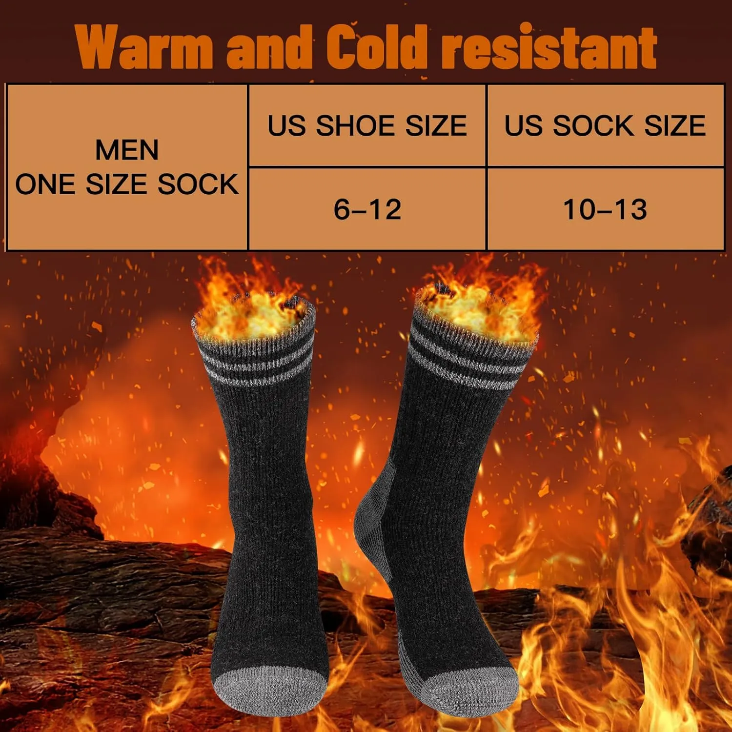 COOVAN Mens Merino Wool Crew Socks - Thermal Warm Winter Boot Socks for Cold Weather Work & Hiking - 5Pairs