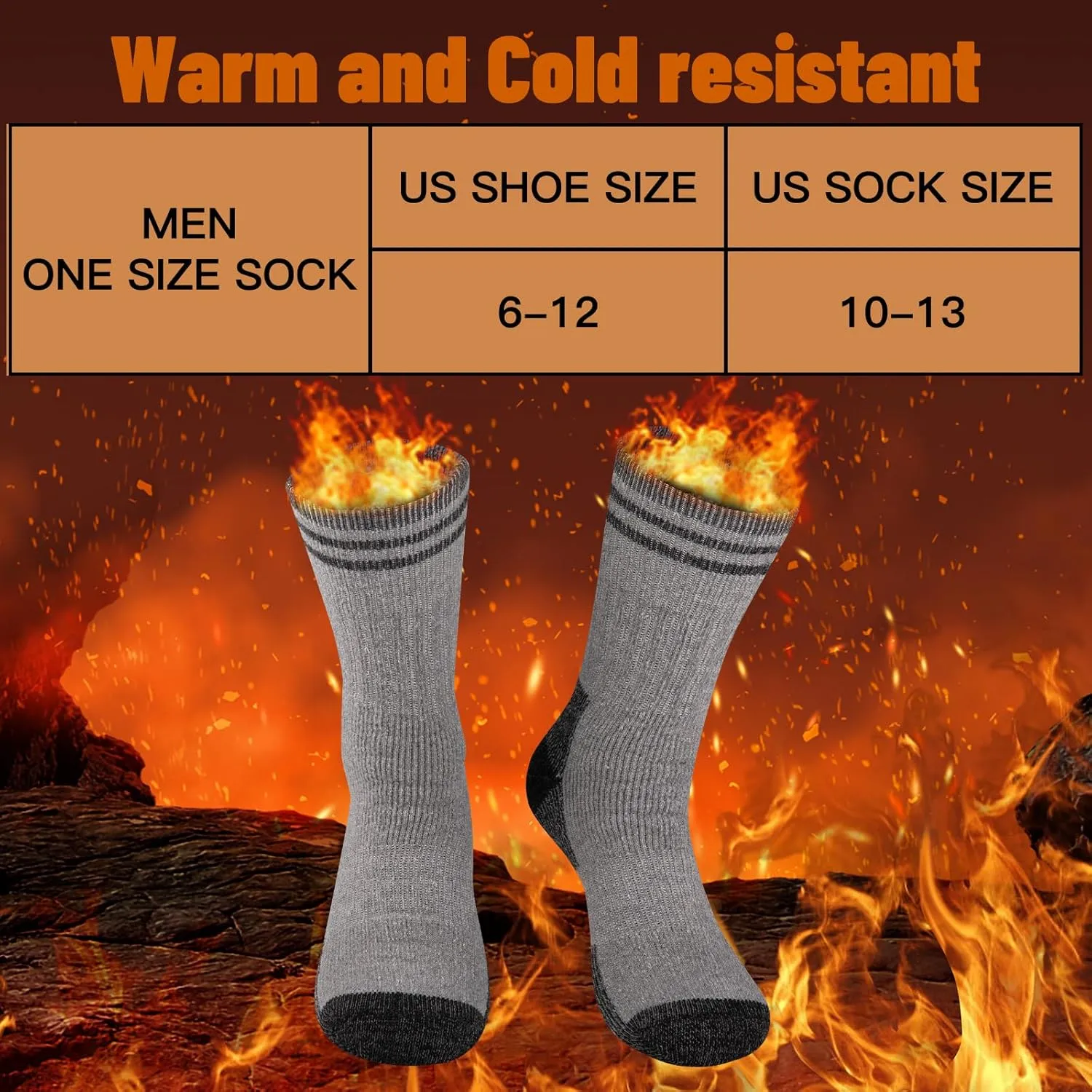 COOVAN Mens Merino Wool Crew Socks - Thermal Warm Winter Boot Socks for Cold Weather Work & Hiking - 5Pairs