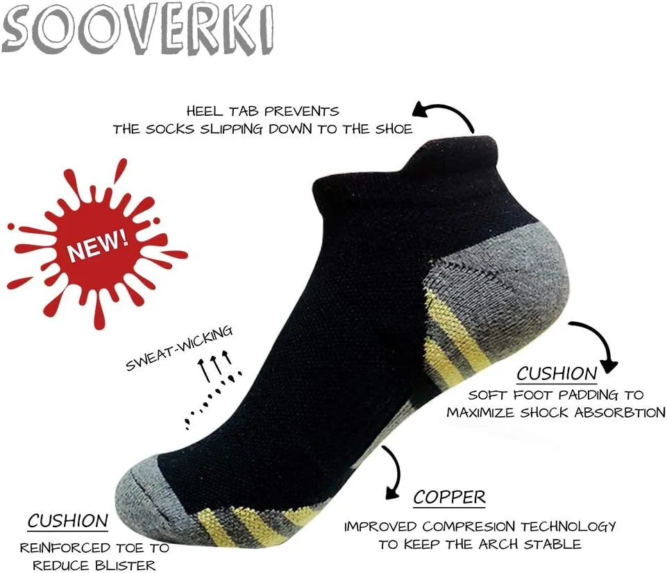 Copper Compression Socks Women and Men 6 Pairs - Circulation Arch Support Plantar Fasciitis Running Ankle Socks